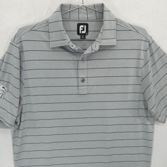 FootJoy Polo Mens S Gray Striped HPCA Cougar Performance Short Sleeve Golf Shirt - Picture 2 of 12